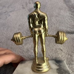 DeadLifter weight lifter Trophy Topper Male plastic Silver-Gold finish barbells