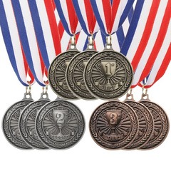 Award Medals, 9 Pcs Zinc Alloy Trophy Medals with Neck Ribbon, Classic Color