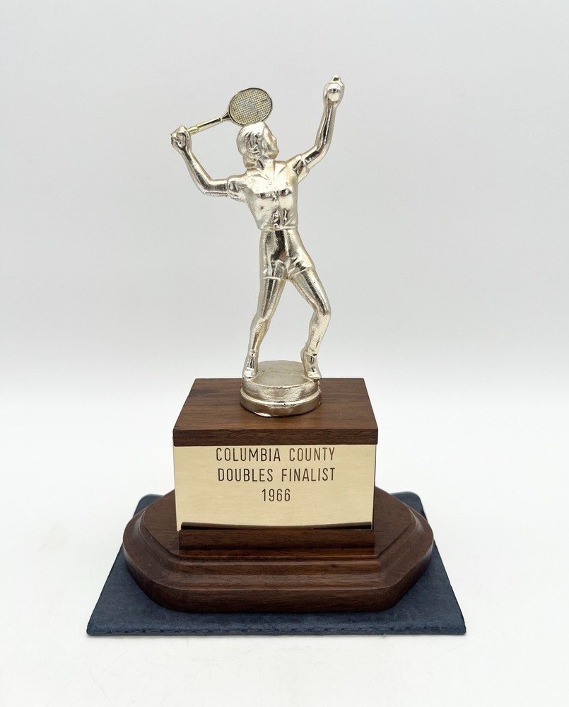 Vintage 1966 Columbia County Women’s Doubles Finalist Tennis Trophy Helen Briwa