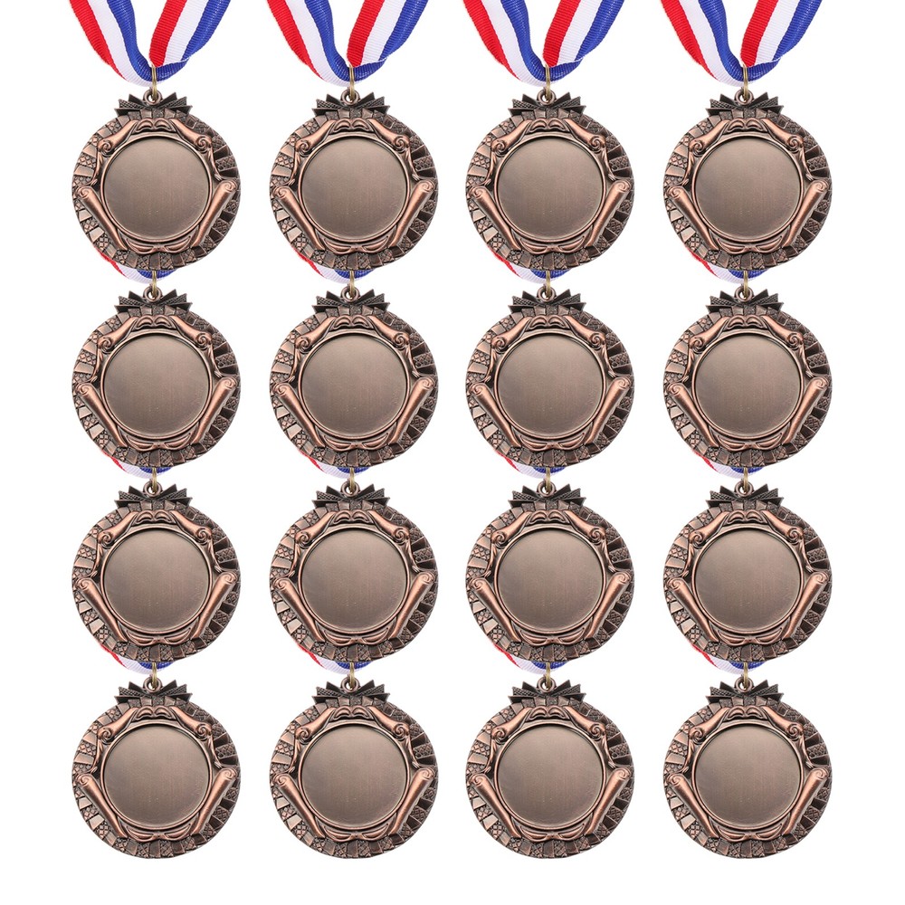 16Pcs Award Medals, Winner Prize Medal with Neck Ribbon, Bronze
