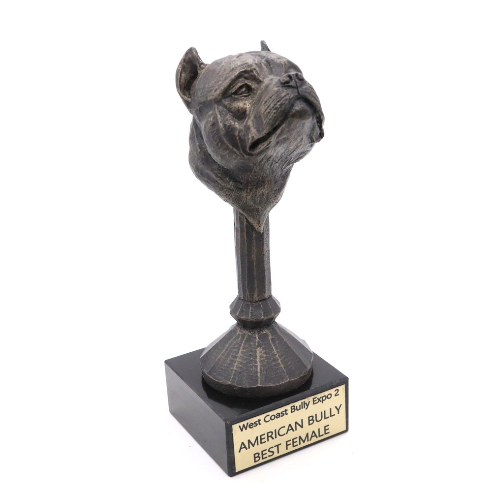 Vintage American Bully Best Female Trophy Bulldog 9.5″ Resin on Marble Base Dog