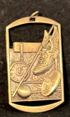 2 3/4” Gold Track And Field DT (Dog Tag) Medal With Ribbon (See All Photos)