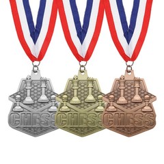 3 Pcs Chess Tournament Award Medals with Neck Ribbons, Gold/Silver/Copper