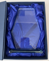 Blank Clear Crystal Trophy Hexagon Award On Base With Lined Presentation Box
