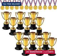 24PCS Mini Trophies, Tiny Trophies, Small Gold Cup Awards for Contest or Office