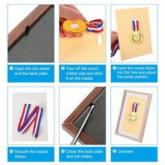Medal Display Case,6″x8″ Single Medal Display Shadow Box,Red-White Elephant Wood