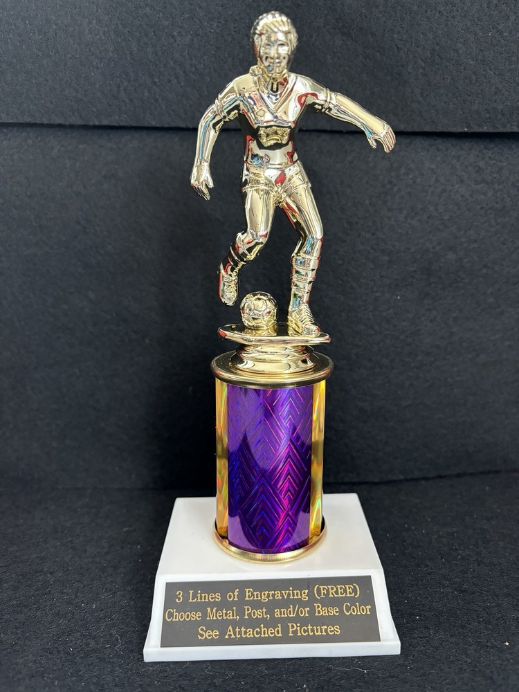 4 1/2” Gold Soccer Female Player Trophy With 3” Post. (Please See All Photos)