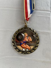 Crown Weightlifting Trophy Medal w/ Engraving Plate, Engravable, Personalized