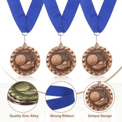 10 Pcs Football Event Gold Award Medals with Blue Neck Ribbons, Gold