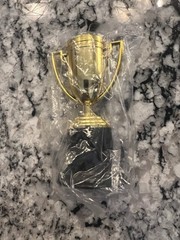 Mini Plastic Trophy Cups Lot, Gold Cup/Topper with Black Base Stand Lot of 12