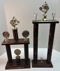 Vintage Motocross Trophy Lot Of 2 Moto Cross – 19” & 23” Tall – Wood