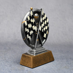 New MTS Racing/Driving Black and White Flags Trophy 5″ Resin MX537