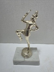 Vintage (Late 1960s) Majorette Trophy Metal Gold Tone White Marble