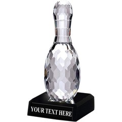 Crown Awards Crystal Bowling Trophies 6 1/2 Mini Crystal Bowling Pin Pedestal