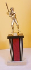 Little League 1987 Baseball Trophy Vintage Marble Plastic 12 in Free Shipping