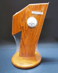 HANDMADE OAK WOOD – GOLF HOLE IN ONE TROPHY BALL HOLDER