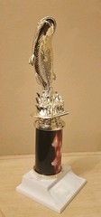 10″ Fishing Trophy, Bass Trophy, Free Engraving, Red/ Black Column