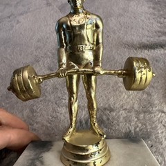 DeadLifter weight lifter Trophy Topper Male plastic Silver-Gold finish barbells