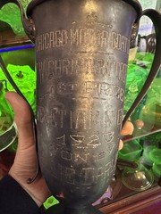 Antique 1923 Trophy Nautical Motor Boat 1st Place Cup Chicago Nelly Darling 10X7