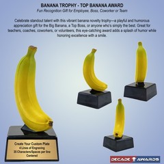Custom Engraved Banana Trophy – Top Banana Award – Novelty Prize (7 Inch )