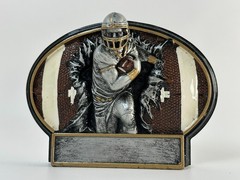 FOOTBALL Trophy Oval Resin Plaque Exploding Plate Black Gold 7” Award