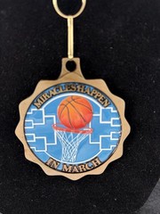 2 1/2” Blue/Gold Basketball March Madness Medal & Ribbon (please See All Photos)
