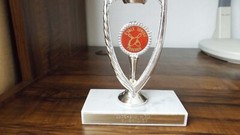 Vintage, 1975 Bowling Trophy, Italian Marble, Metal, 13″H (#EV1977)