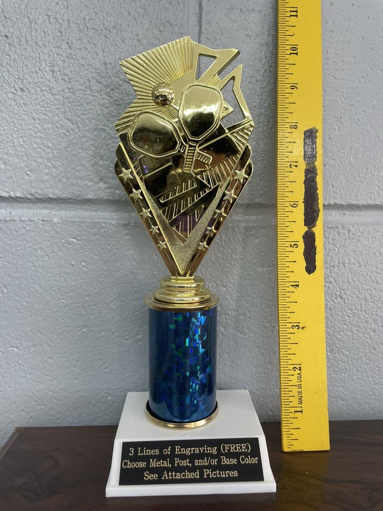Pickleball Action Trophy With 3” Post. (Please See All Photos)