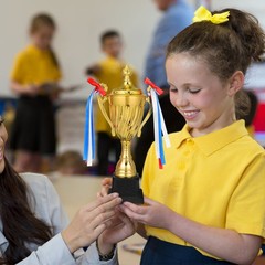 Metal Trophy Cup Golden Color for Sports Winner Celebration and Party Decor