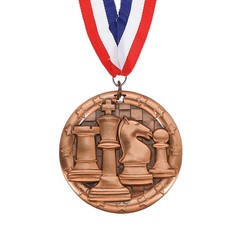 Chess Star Print Copper Award Medals with Neck Ribbons Copper