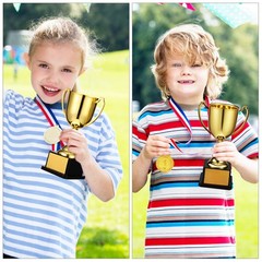 Golden Trophy for Sports and Party Awards with Stable Square Base Design