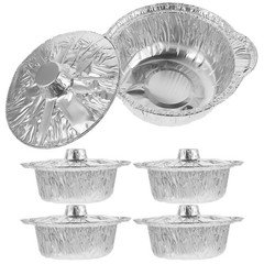 5 Sets Heavy Duty Aluminum Foil Pans Pot with Lid Pots Lids Baking for Camping