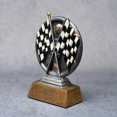 New MTS Racing/Driving Black and White Flags Trophy 5″ Resin MX537