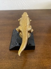 Vintage Gator Trophy Award On Base Gold Colored Gator 6” Black Base