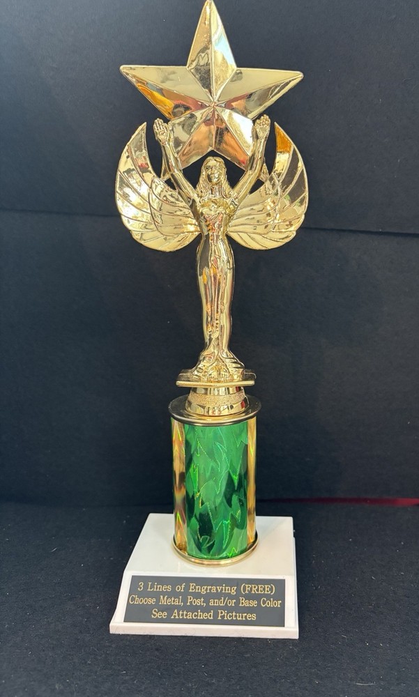 6” Victory Girl With Star Trophy With 3” Post