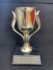 6 1/2” Tall Tulip Gold Plastic Cup Trophy (Please See All Photos)