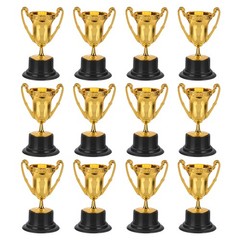 3.22 Inch Mini Trophies, 12 Pcs Plastic Copper Award Trophy Cups Trophies Award