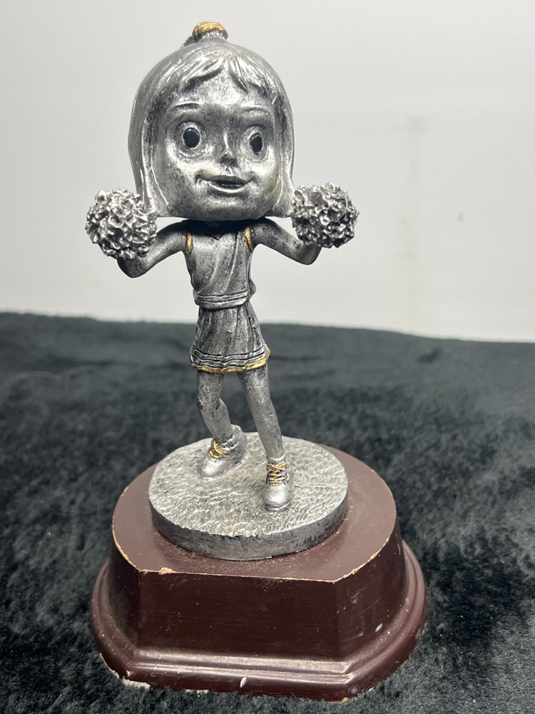 Vintage Cheerleader Trophy Figurine Majorette Spirit Award 6.5” on Brown Base
