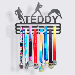Custom Golf Medal Hanger – 4 Row Display with Name – Holds 30–45 Medals