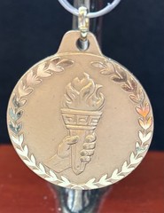 1 1/2” Gold & Bright Gold Laurel Edge Victory Medal With Ribbon (See All Photos)