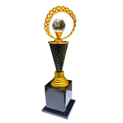 Crystal Diamond Trophy || 14 inches|| Black Metal Cone with Gold Accents