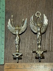 2 Vintage Trophy Toppers Winged Goddess Victory 60s 70s USA Metal