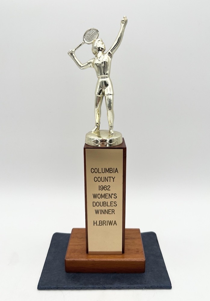 Vintage 1962 Columbia County Womens Doubles Winner Trophy Helen Briwa Tennis