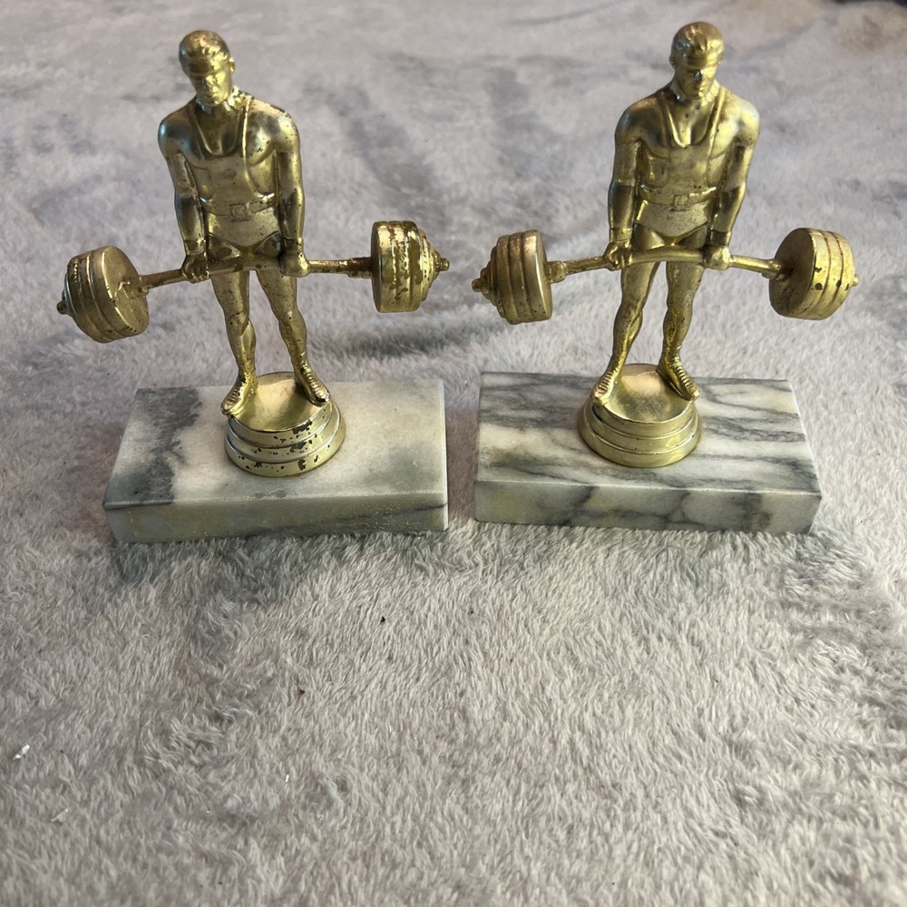 DeadLifter weight lifter Trophy Topper Male plastic Silver-Gold finish barbells