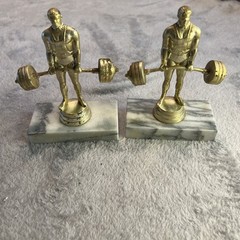 DeadLifter weight lifter Trophy Topper Male plastic Silver-Gold finish barbells