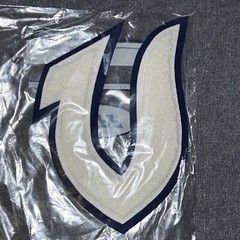 NEW Varsity „V“ Letter Jacket Patch White w Blue Outline 7″ x 7”