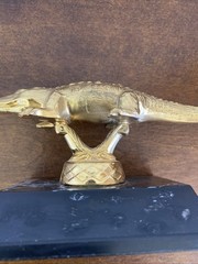Vintage Gator Trophy Award On Base Gold Colored Gator 6” Black Base