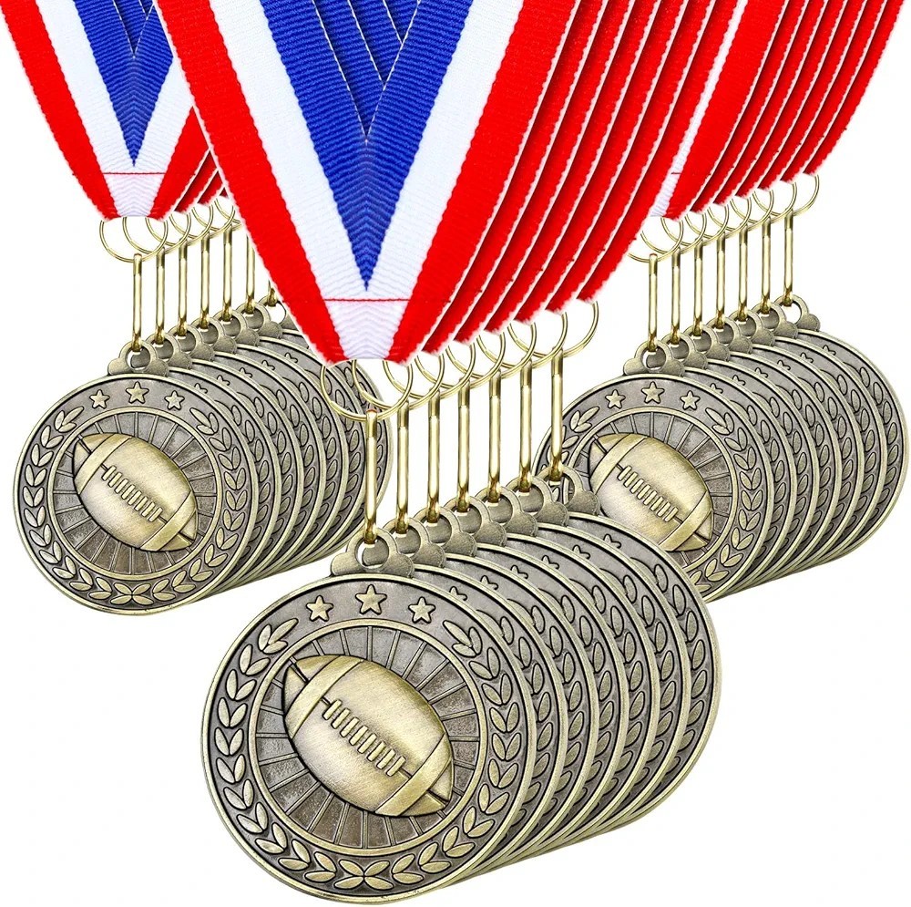 30 Pcs Football Tournament Award 2″ Medals Metal Medals with Neck Ribbons