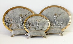 Silver Gold Male Baseball Batter Resin Trophy Awards Plaque Coach Gift Lot of 3