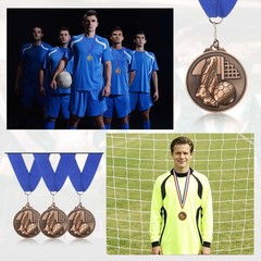 3Pcs Award Medals, Football Award Medals with Ribbon for Sports, Red Bronze